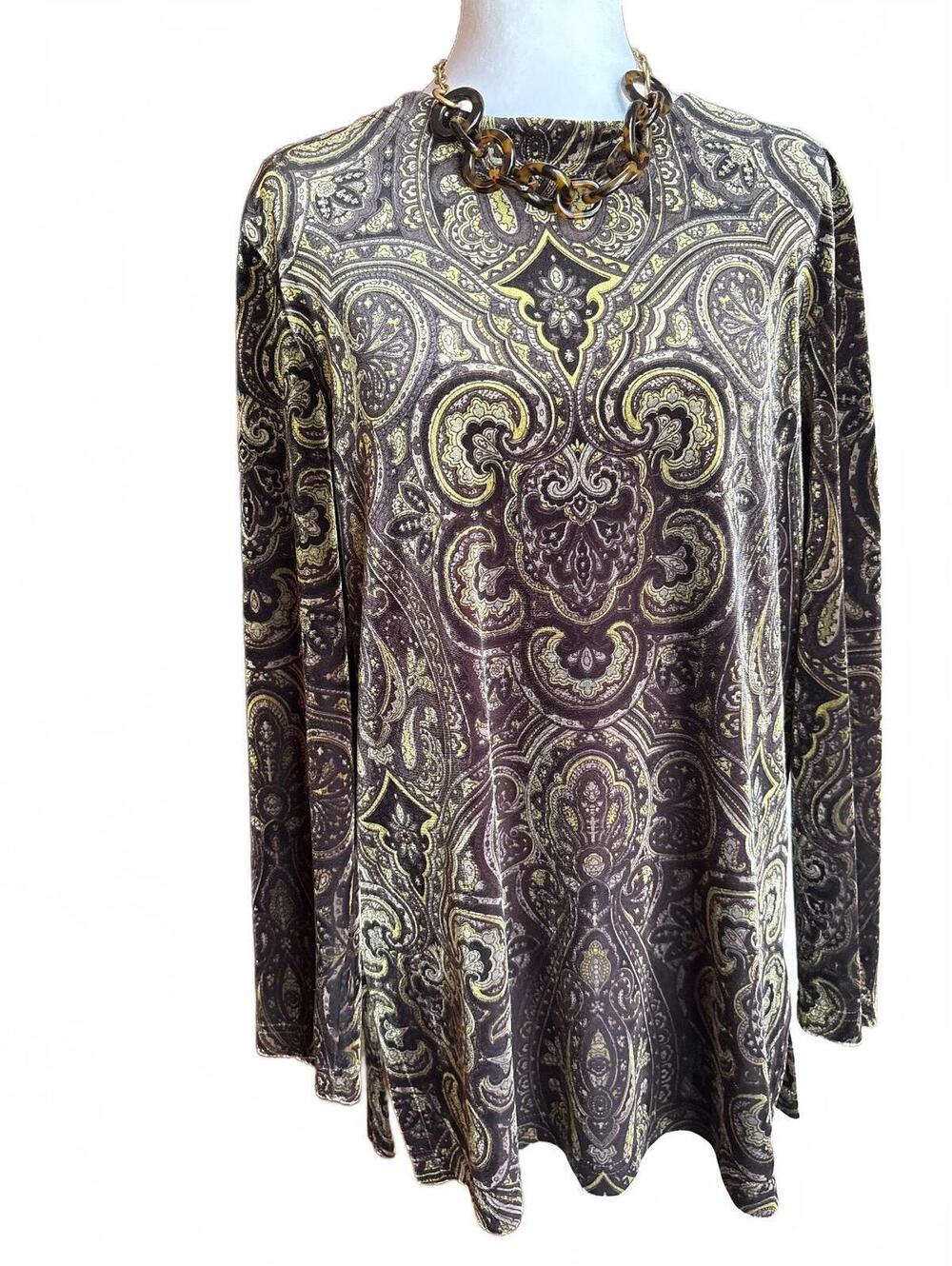 Black and Gold Velvet Rafaella Top M